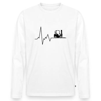 herzschlag stapler - Männer Premium Bio Langarmshirt - Weiß - Vorne - Nico (187cm)