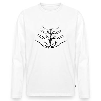Salutation poinçonnage poignée de main - T-shirt manches longues Premium bio Homme - blanc - Devant - Nico (187cm)