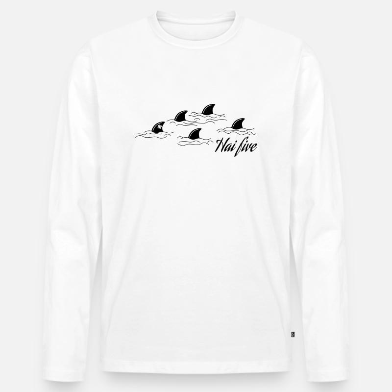 Hai Five - Haifisch Geschenk - Männer Premium Bio Langarmshirt - Weiß