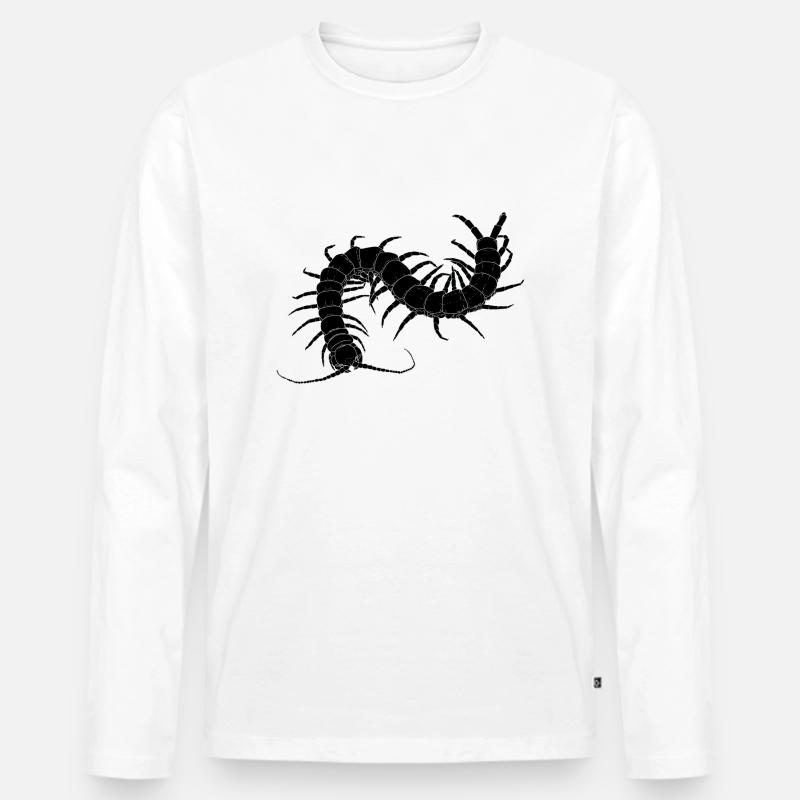 centipede black - Männer Premium Bio Langarmshirt - Weiß