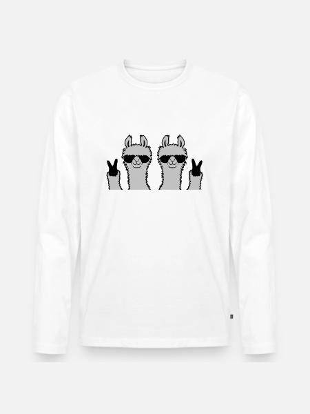 Team Llama Friends Peace - Men's Premium Organic Long Sleeve Shirt - white