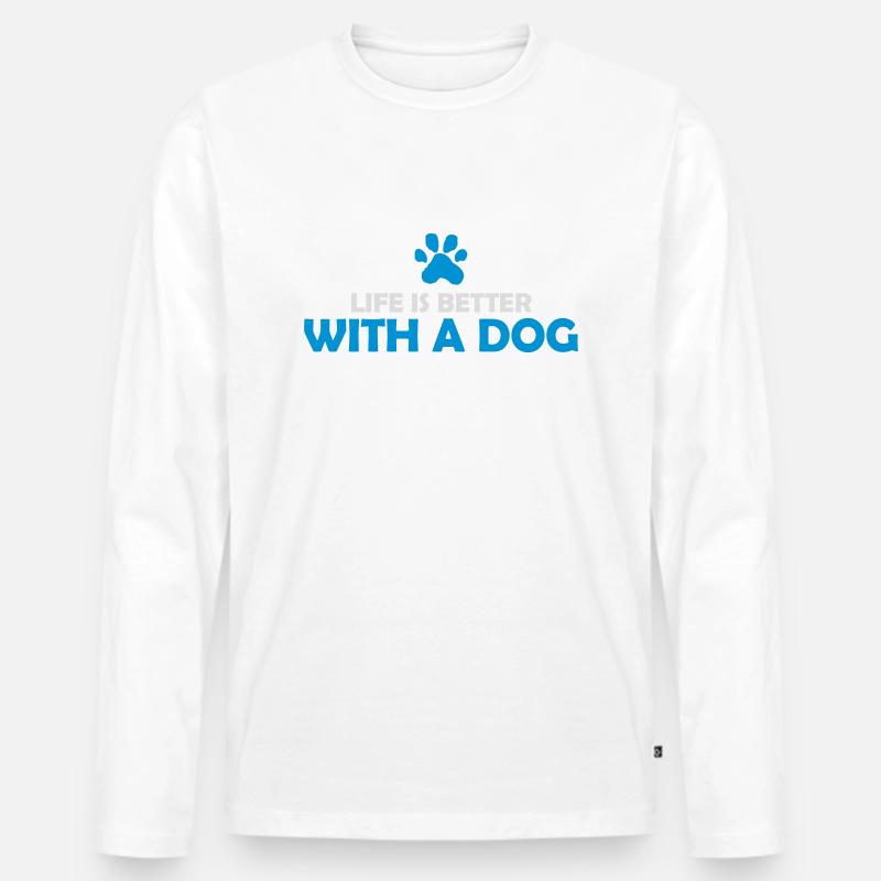 better with a dog - Männer Premium Bio Langarmshirt - Weiß