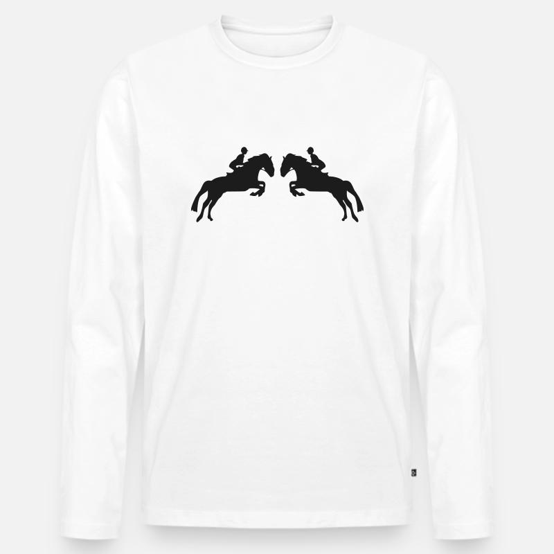 reiten 2 - Männer Premium Bio Langarmshirt - Weiß