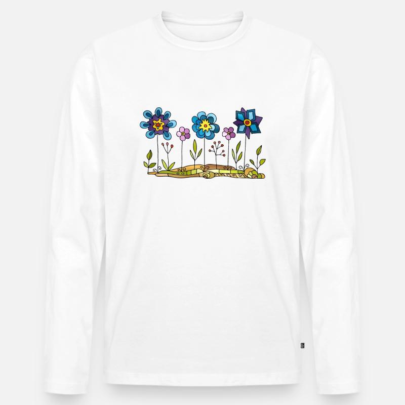 Blumen - Männer Premium Bio Langarmshirt - Weiß