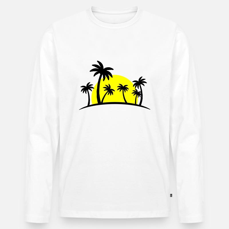beach palms 2 - Männer Premium Bio Langarmshirt - Weiß