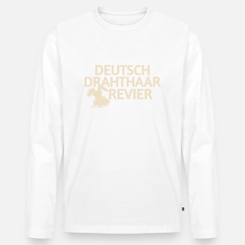 Deutsch Drahthaar - Männer Premium Bio Langarmshirt - Weiß