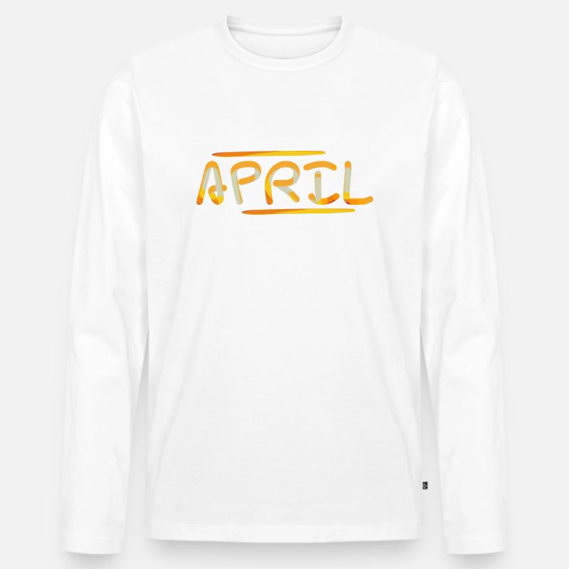 April - Männer Premium Bio Langarmshirt - Weiß
