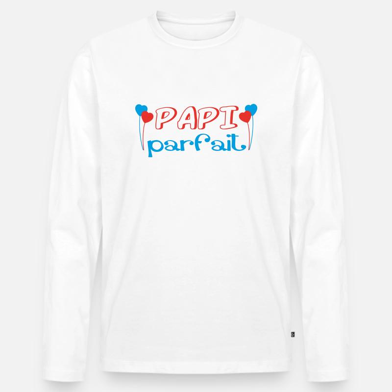 Perfektes PAPI - Männer Premium Bio Langarmshirt - Weiß