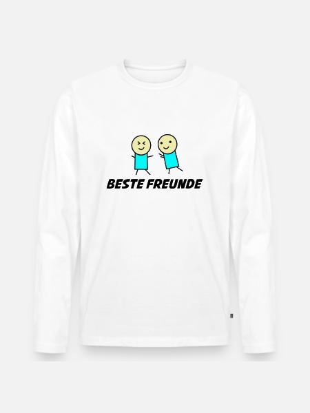 beste freunde 1 - Männer Premium Bio Langarmshirt - Weiß