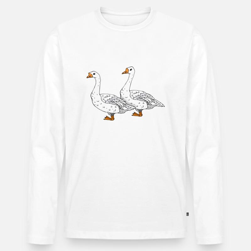 Gänse - Männer Premium Bio Langarmshirt - Weiß
