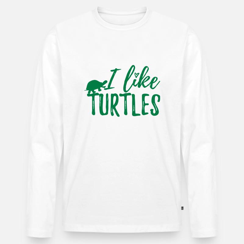 I like Turtles v2 - Männer Premium Bio Langarmshirt - Weiß