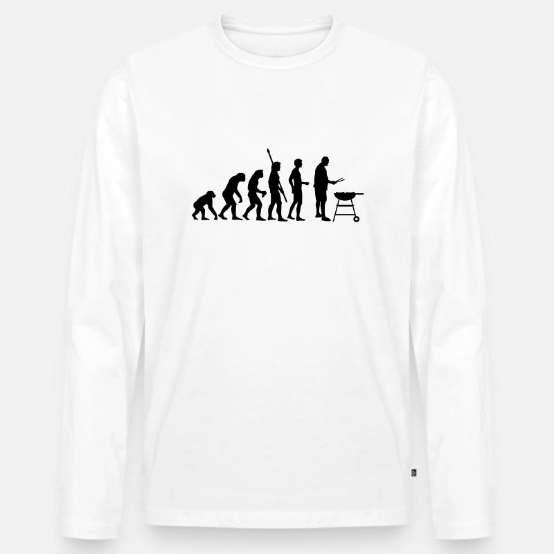 evolution_grill - Männer Premium Bio Langarmshirt - Weiß