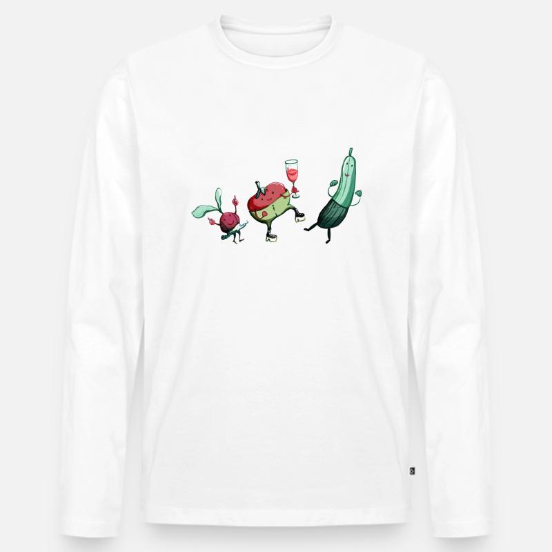 Junges Gemüse - Männer Premium Bio Langarmshirt - Weiß