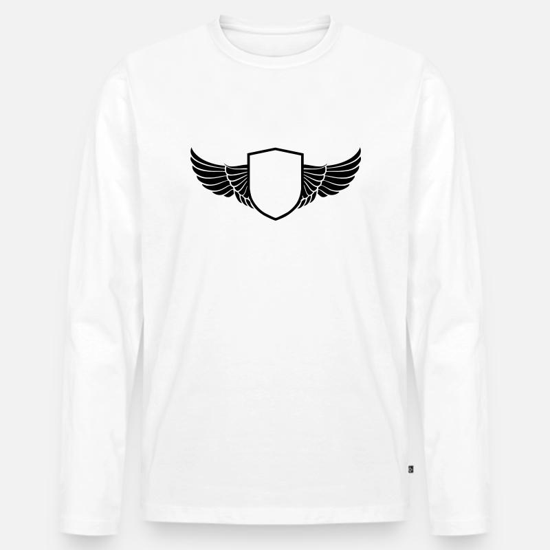 wings shield - Männer Premium Bio Langarmshirt - Weiß