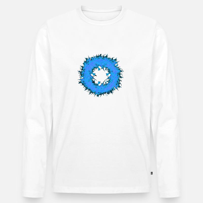 Blauer Feuerring - Männer Premium Bio Langarmshirt - Weiß