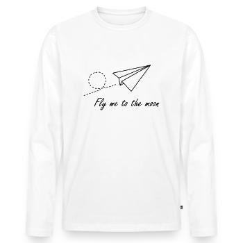 Paper plane Fly to the moon - Men's Premium Organic Long Sleeve Shirt - white - Front - Nico (187cm)