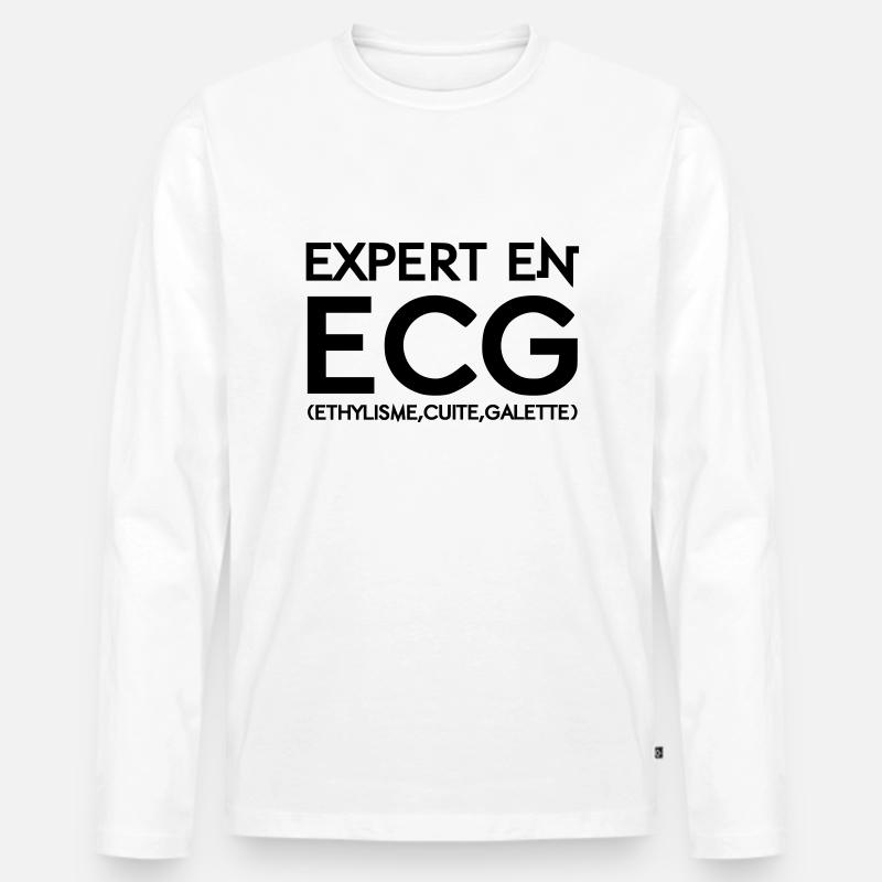 Experten-EKG - Männer Premium Bio Langarmshirt - Weiß