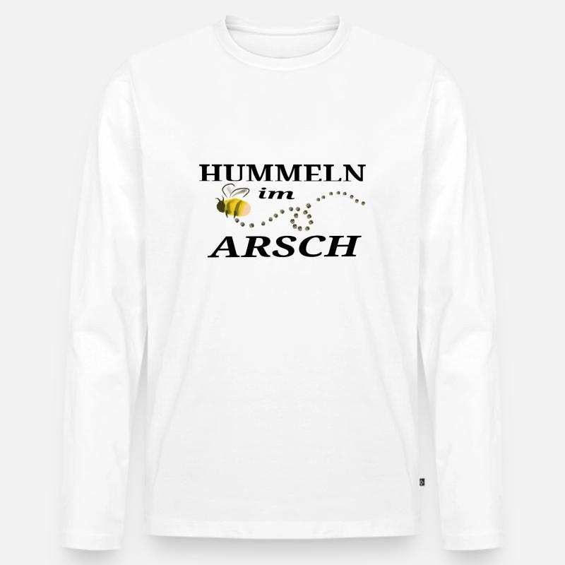 Hummeln im Arsch - Männer Premium Bio Langarmshirt - Weiß