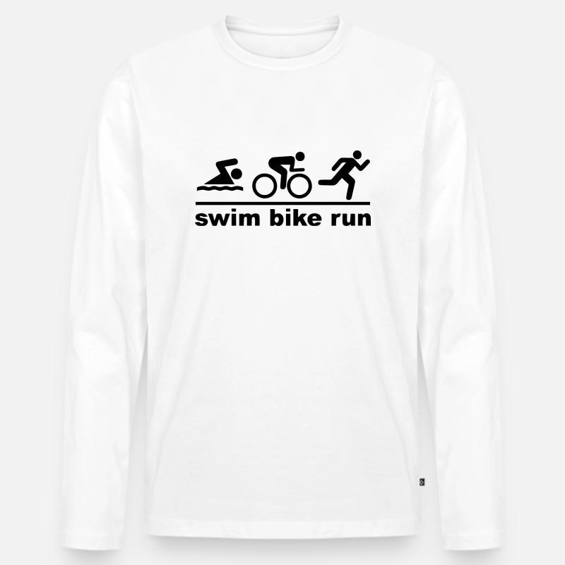 Triathlon - Männer Premium Bio Langarmshirt - Weiß