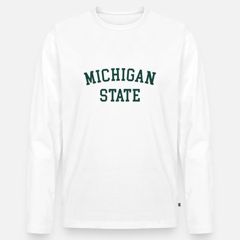 MSU Michigan State University - Männer Premium Bio Langarmshirt - Weiß