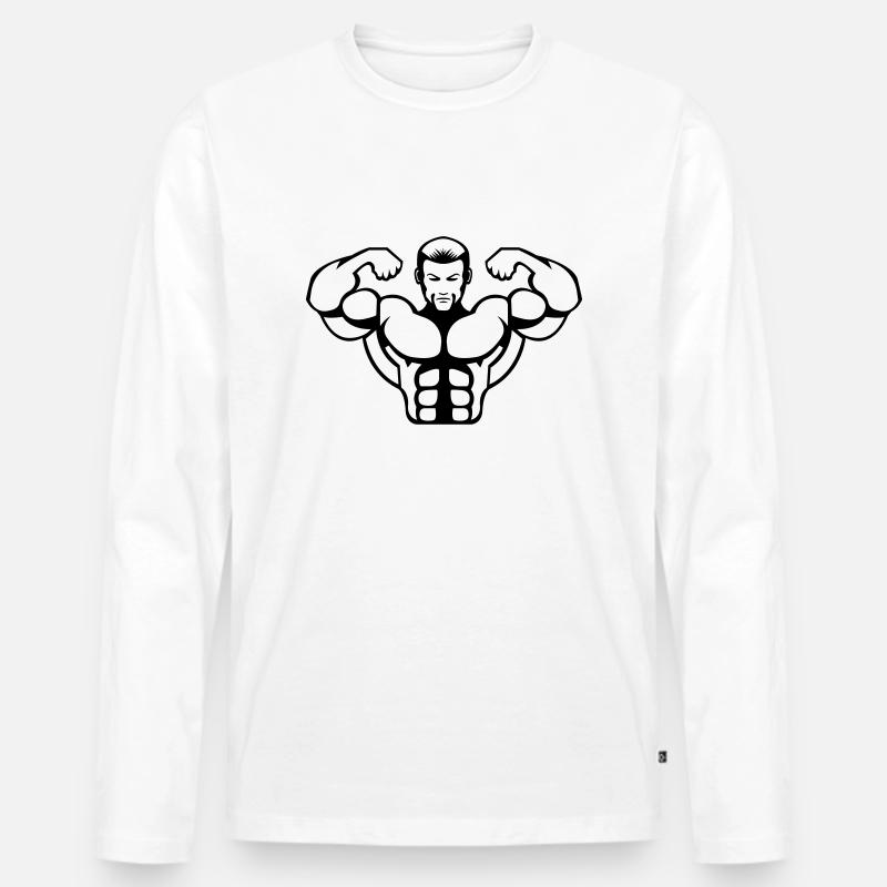 bodybuilder - Männer Premium Bio Langarmshirt - Weiß