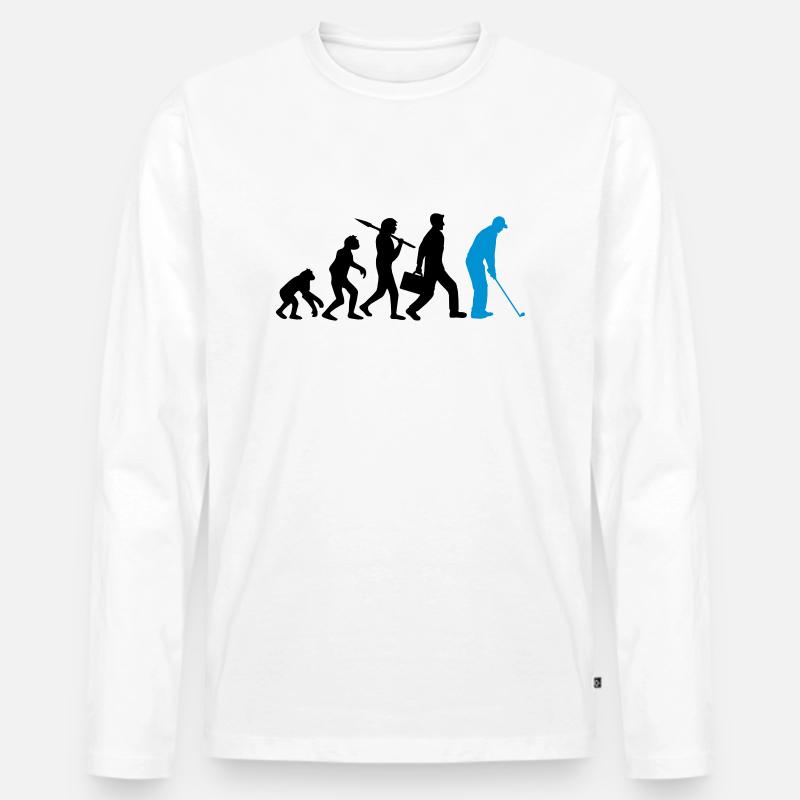 Golf spielen Evolution - Männer Premium Bio Langarmshirt - Weiß