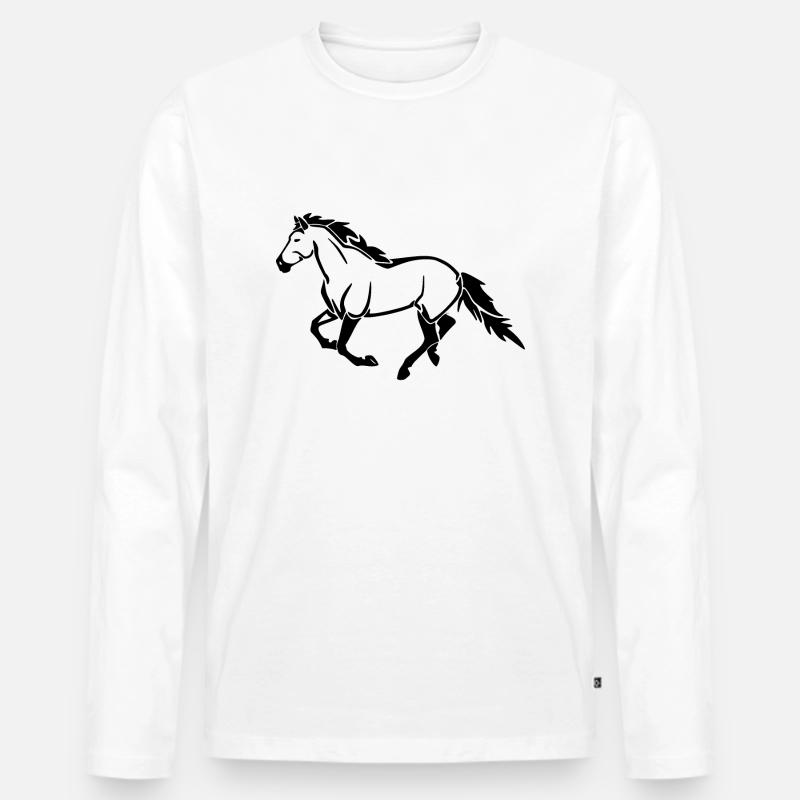 Pferd - Männer Premium Bio Langarmshirt - Weiß