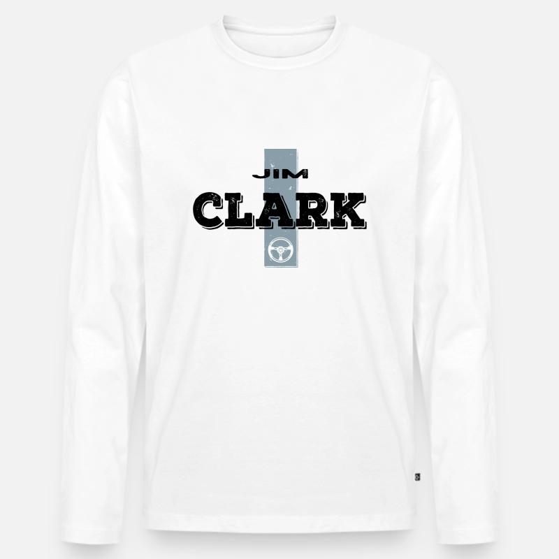 Jim Clark - Männer Premium Bio Langarmshirt - Weiß