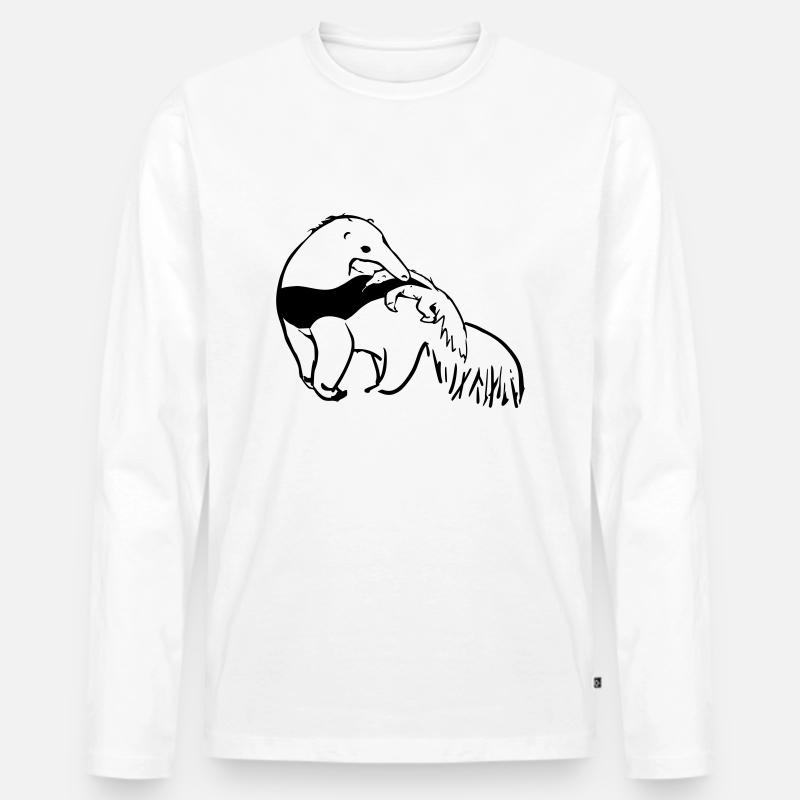 Ameisenbär Mutter mit Baby - Männer Premium Bio Langarmshirt - Weiß