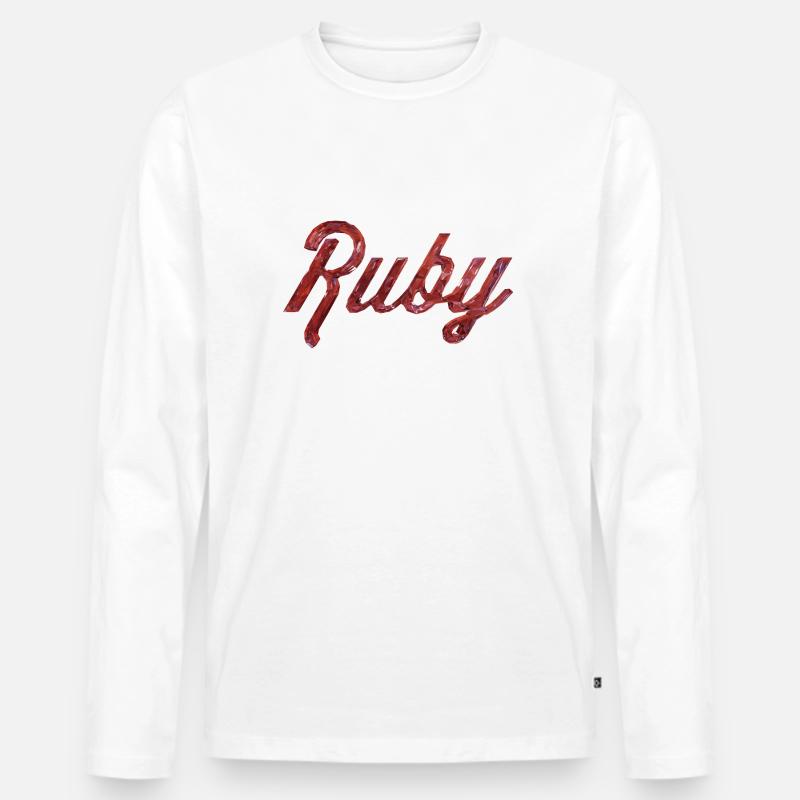 Ruby Stilisierter Text - Männer Premium Bio Langarmshirt - Weiß