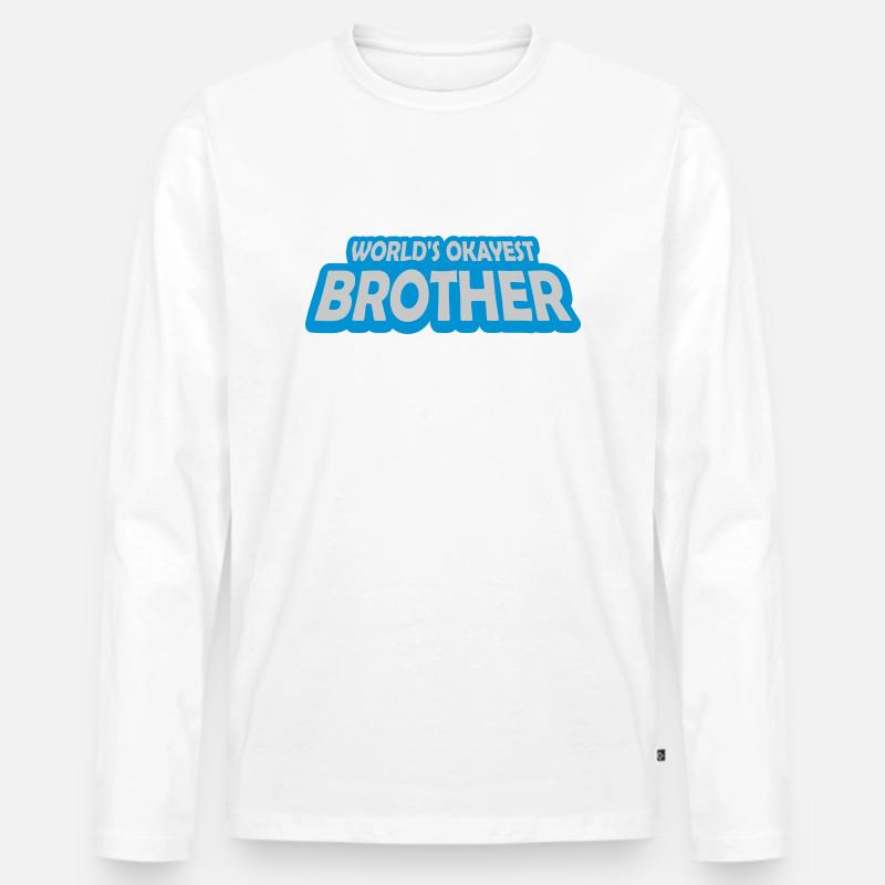Text Worlds okayest Brother - Männer Premium Bio Langarmshirt - Weiß