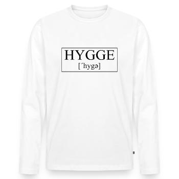 Hygge - Danish tradition - Attitude to life - Nice - Men's Premium Organic Long Sleeve Shirt - white - Front - Nico (187cm)