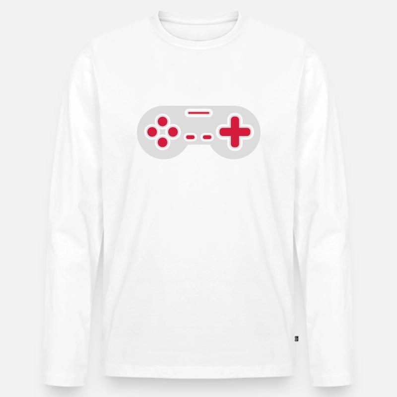 Design Retro Gamer Controller - Men's Premium Organic Long Sleeve Shirt - white