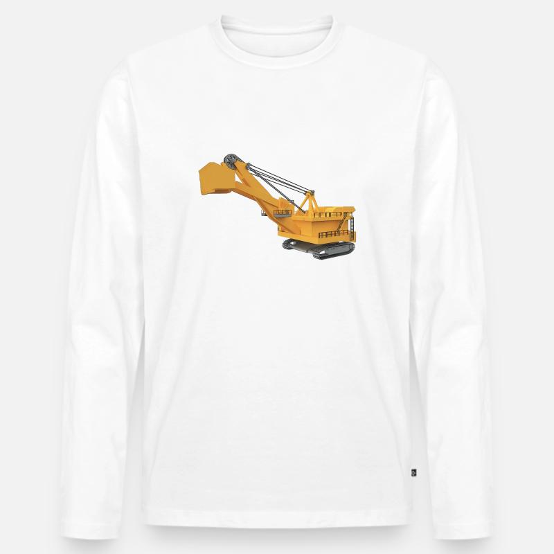 Riesiger Bagger - Männer Premium Bio Langarmshirt - Weiß