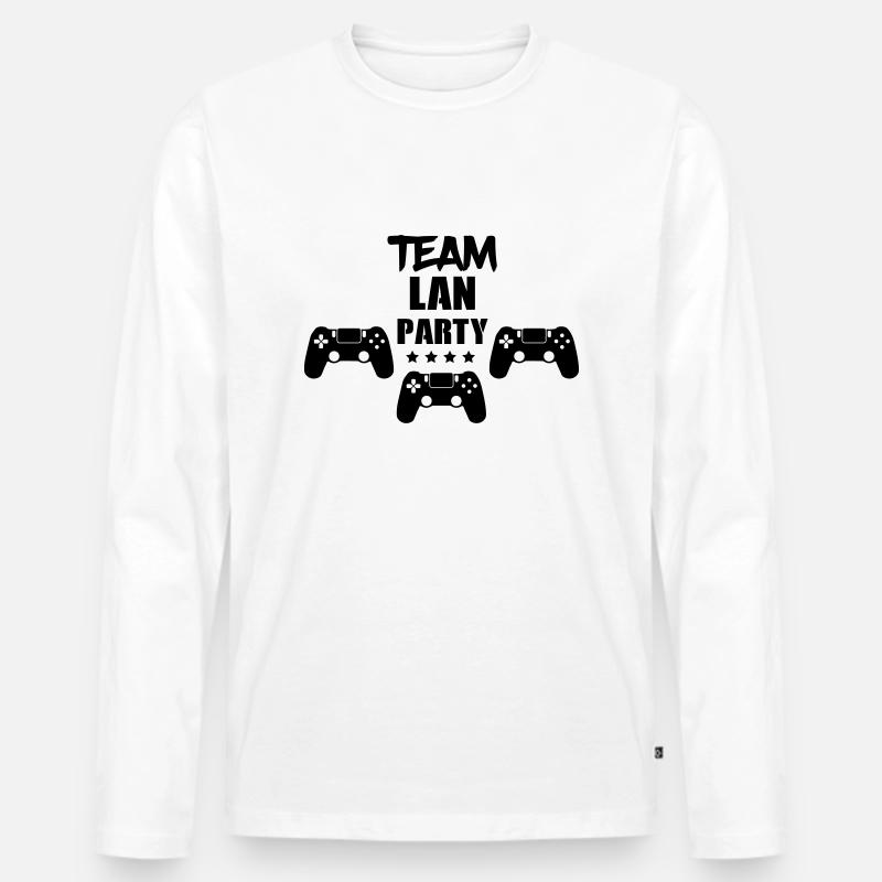lan party team - Männer Premium Bio Langarmshirt - Weiß
