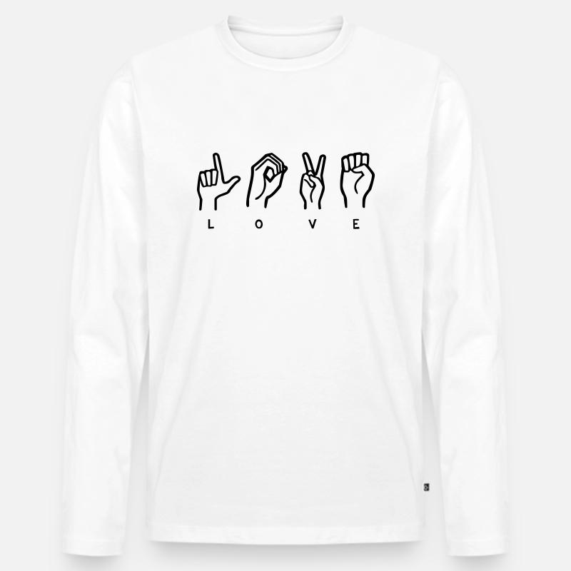 LIEBE Gebärdensprache - Männer Premium Bio Langarmshirt - Weiß