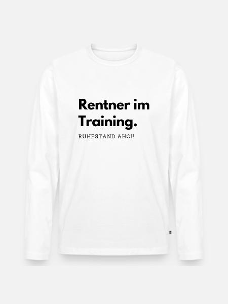 Rentner im Training - Männer Premium Bio Langarmshirt - Weiß
