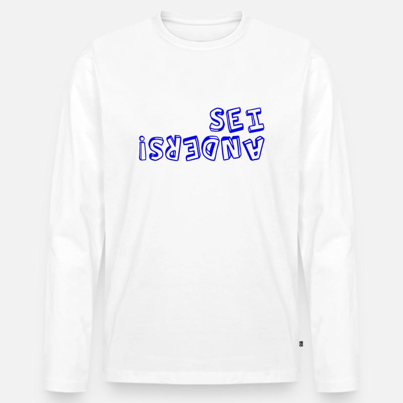 sei anders! - Männer Premium Bio Langarmshirt - Weiß