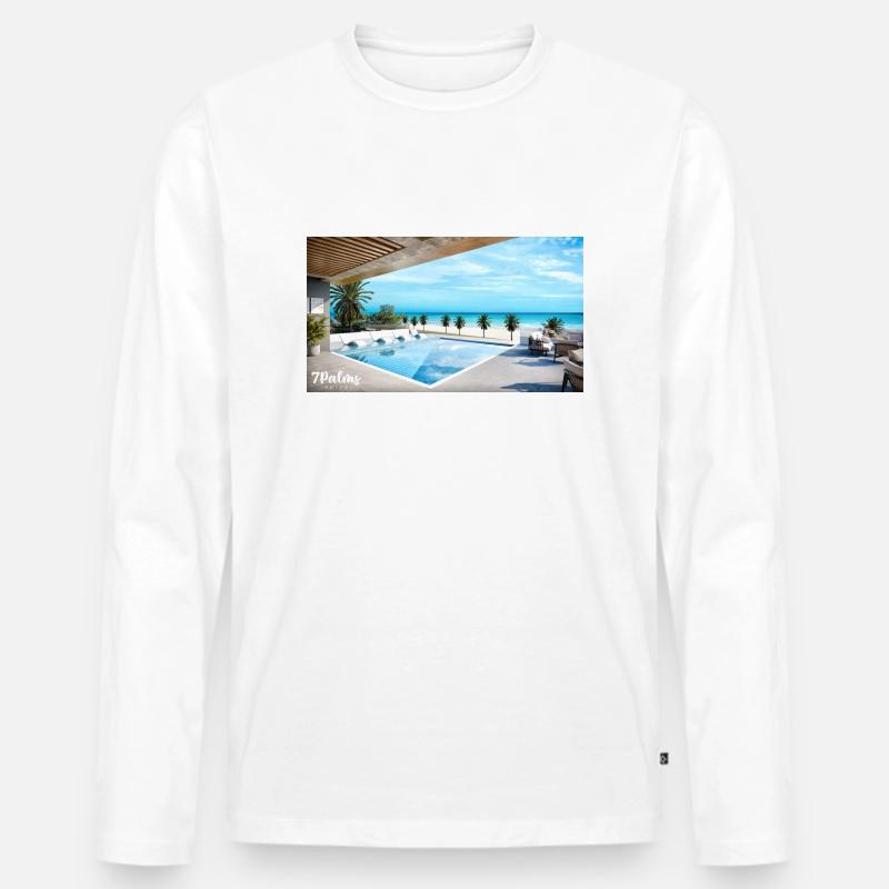 Pool und Strand - Männer Premium Bio Langarmshirt - Weiß