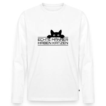 Echte Männer Katzen - Männer Premium Bio Langarmshirt - Weiß - Vorne - Nico (187cm)