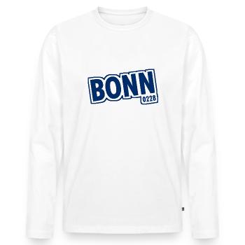 Bonn 0228 Vorwahl - Männer Premium Bio Langarmshirt - Weiß - Vorne - Nico (187cm)