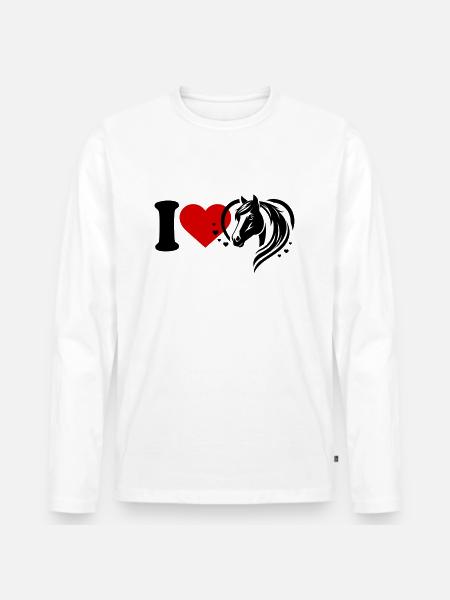 I love horses - Men's Premium Organic Long Sleeve Shirt - white