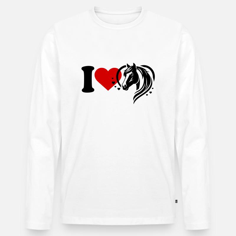 I love Pferde - Männer Premium Bio Langarmshirt - Weiß