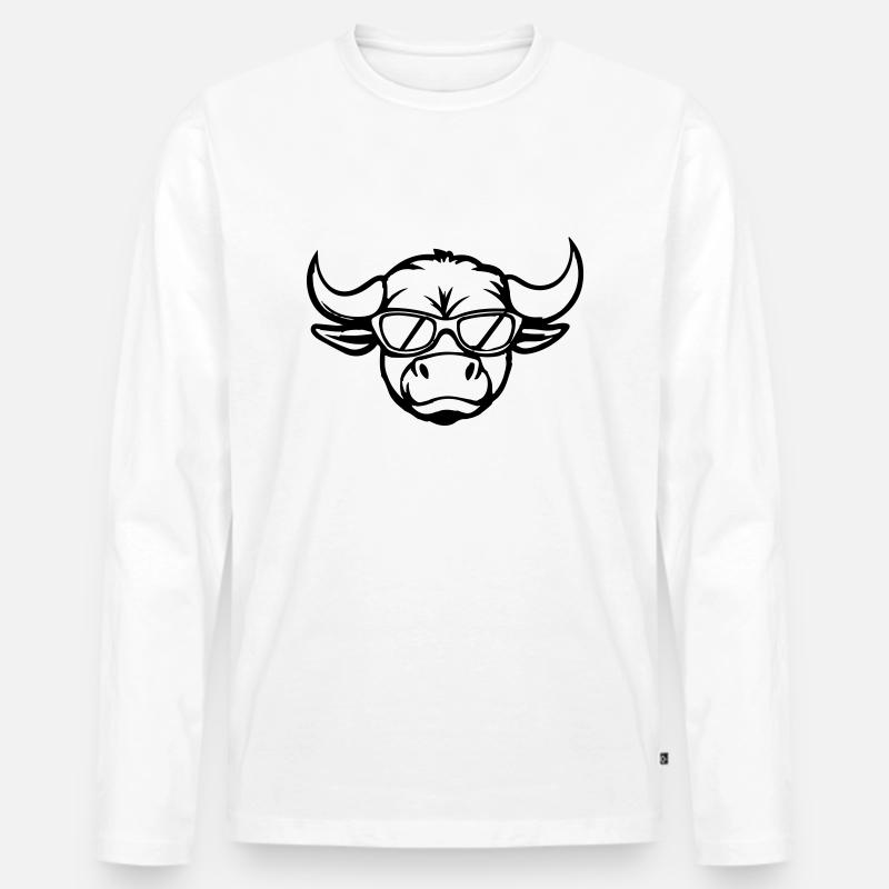 stier comic gesicht - Männer Premium Bio Langarmshirt - Weiß