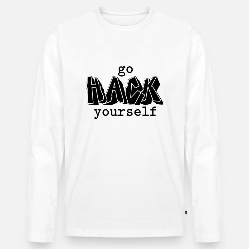 Hacken Sie sich selbst - Männer Premium Bio Langarmshirt - Weiß