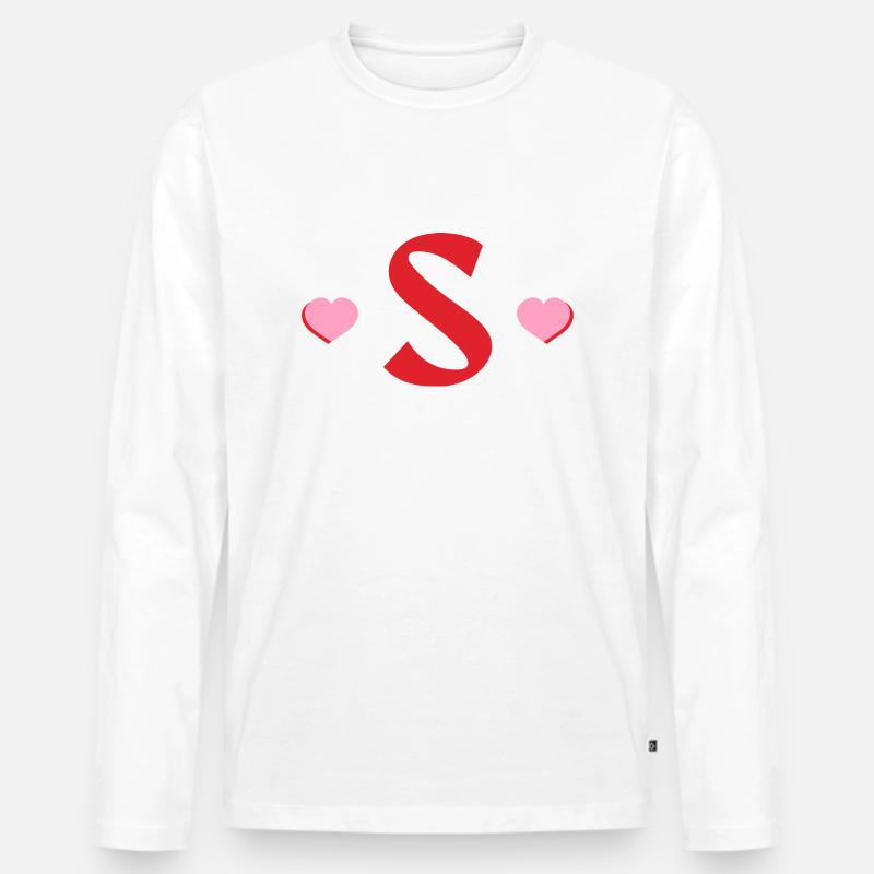 Buchstaben s rote Herzen - Männer Premium Bio Langarmshirt - Weiß