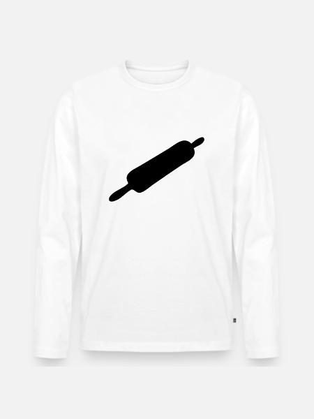 Bäcker Nudelholz - Männer Premium Bio Langarmshirt - Weiß