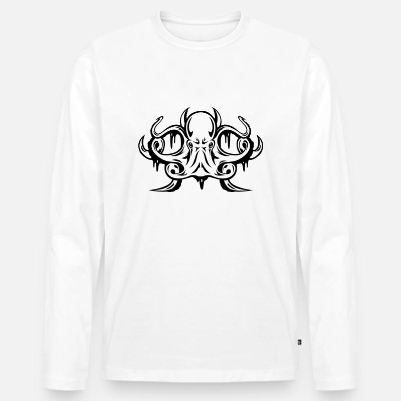 Krake - Männer Premium Bio Langarmshirt - Weiß