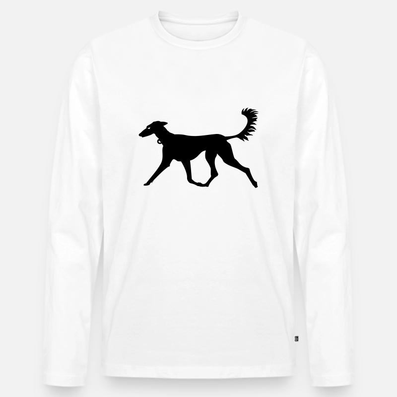 Windhund / greyhound (1c) - Männer Premium Bio Langarmshirt - Weiß