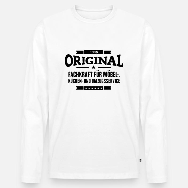 100% Möbel Küchen Umzug - Männer Premium Bio Langarmshirt - Weiß